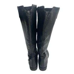 Steve Madden Women's Black Leather Zipper Round Toe Knee High Riding Boots Sz 9 thumbnail 3