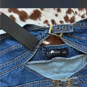 Princess Polly Lioness blue denim cut out corset top thumbnail 3