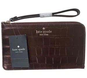 NWT Kate Spade Leather Medium Zipper Wristlet Bronze Retail $159.00 thumbnail 1