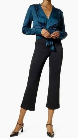 HUE Women's Size Medium Pontease Cropped Flare Pant Black Pull On Stretch U23544 thumbnail 1