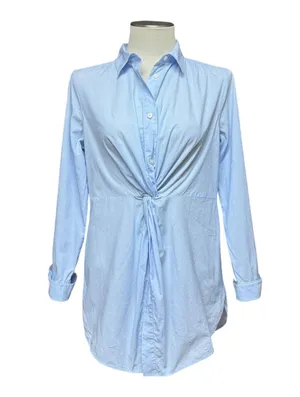 LOFT Long Sleeve Twist Everyday Tunic Top Blue 6 thumbnail 3