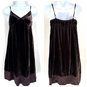 Gap Y2K Velvet Silk Blend Slip Dress Sz 2 Chocolate Brown Whimigoth‎ FairyGrunge thumbnail 4