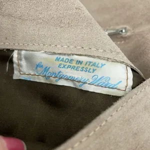 Vintage Montgomery Ward taupe suede fold over clutch. thumbnail 6