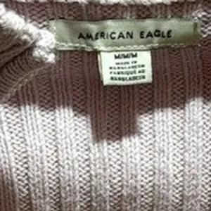 American Eagle Lilac Ribbed Full Zip Cardigan Sweater Mock Neck Lilac‎ Marl Med thumbnail 2