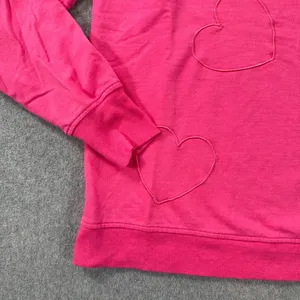 Jane & Delancey Embroidered Heart Crewneck Sweatshirt Pullover Womens Small Pink thumbnail 2