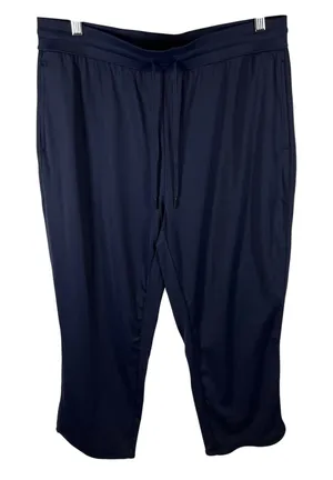 Halara Women XL Navy Blue High Waisted Cropped Joggers‎ Drawstring Pockets NEW thumbnail 1