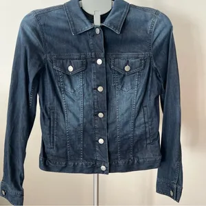 Cremieux Dark Blue Jean Jacket Shirt w/ Silver Buttons women’s size S thumbnail 1