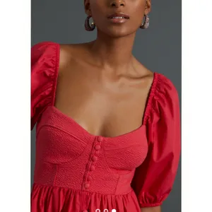 Anthropologie Maeve Puff-Sleeved Sweetheart MIni Dress size M thumbnail 3