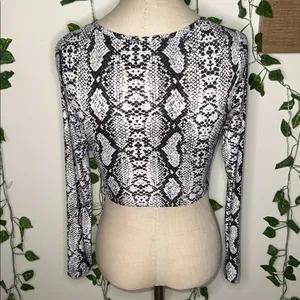 Windsor Snake Skin Print Longsleeve Crop Top thumbnail 2