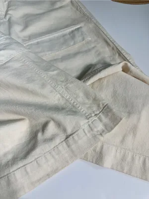 Zara Blogger Favorite Ecru Wide Leg Cargo Jeans Pants Size M thumbnail 10
