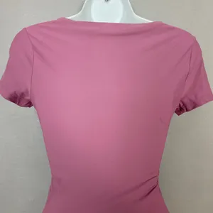 Abercrombie & Fitch Bodysuit Top Seamless XS Mauve Short Sleeves Square Neck thumbnail 5