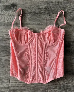 Urban Outfitters Pink out from under love corset top thumbnail 1