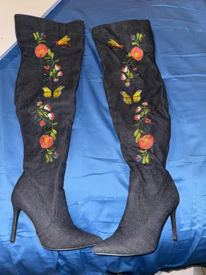 Over-The-Knee Cape Robbin Boots Denim embroidered (tigh high) thumbnail 2