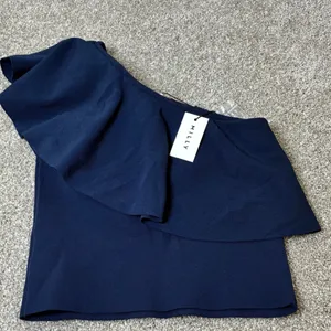 NWT Milly One Shoulder Top Ruffle Blue Sleeveless Party Cocktail Blouse‎ Size P thumbnail 1