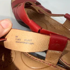 Born Carmo Red Leather Strappy Wedge Sandals Womens 9M thumbnail 8