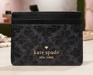 ✨ NWT Kate Spade New York Black Spade Flower Monogram Slim Card Holder Wallet ✨ thumbnail 1