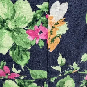 Old Navy Linen Blend Floral Midi Dress Sz L Cottagecore Milkmaid Coastal Navy thumbnail 6