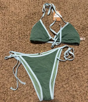 Green and Blue Women's Bikini Set Size M thumbnail 1