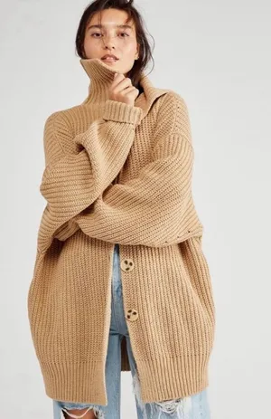 Free People Swim Too Deep Cardigan in the almond tan size XL NWT thumbnail 1