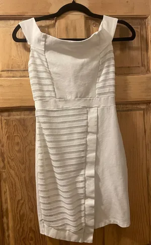 AKIRA Chicago Red Label White Textured Fit & Flare Mini Dress Size S thumbnail 1