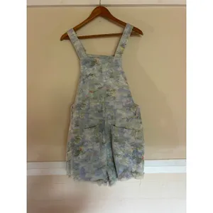 Anthropologie PILCRO Denim Floral Shortalls Overalls Size Medium M Romper Shorts thumbnail 3