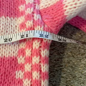 BiBi Pink and Cream Checkered Chunky Sweater Size M thumbnail 9