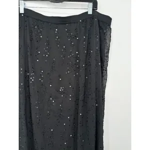 Soft Surroundings Black‎ Sequin Maxi Skirt Size 1X Flowy Party Witchy Whimsigoth thumbnail 3