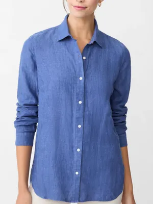 Women's Relaxed Blue Linen Button thumbnail 1