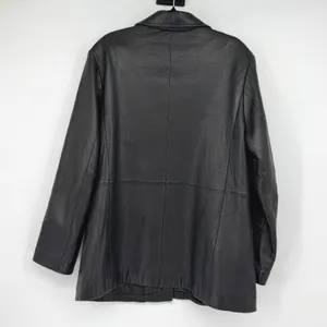 Excelled Collection Women's L Black Genuine Leather Blazer Jacket Y2K thumbnail 2