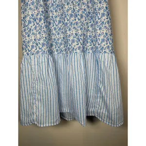 J.Crew Tiered Maxi Dress Blue Mixed Floral Stripe Coastal Cottagecore Boho Med thumbnail 4