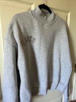 Kaete Mockneck Grunge Gray Boyfriend Cozy Fleece Sweatshirt‎ S/M thumbnail 9