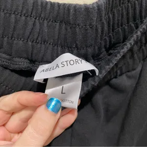 Abela Story + Co Wide Leg Cotton Sweatpants Black Women’s Size Large thumbnail 5