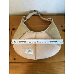 UGG Bag Purse Shoulder Handbag Pink‎ Tan Suede Shearling Malibu Boho Handbag thumbnail 9