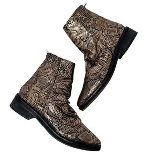 Free People Amarone Ankle Boot Metallic Copper‎ Snakeskin Print Size 38 US 7.5 thumbnail 1