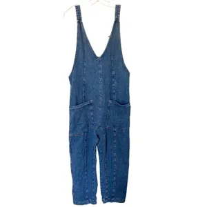 Free People Boho Denim Jeans Jumpsuit Blue Oversize Size XS thumbnail 5