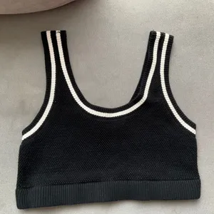 Alo Yoga Tennis Club Sweater Knit Bra Black/Ivory S thumbnail 2
