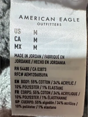 American Eagle Gray Knit Sweater Medium M Made in Jordan thumbnail 5