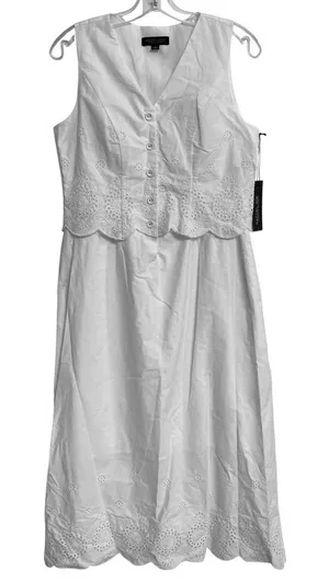 Rachel‎ Zoe White Crochet Lace Midi Dress Sleeveless NWT Small Boho Cottagecore thumbnail 1