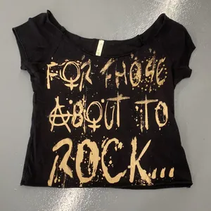 AC/DC for those about to rock studded concert tee cropped black medium thumbnail 1