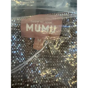 Show Me Your Mumu Womens Micro Tube Top Silver Confetti Sequined Strapless M NEW thumbnail 2