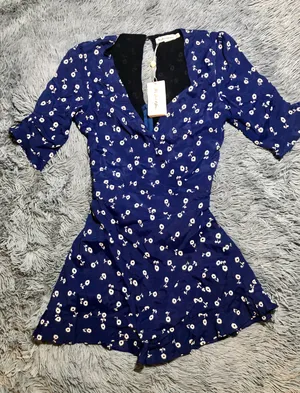 For Love & Lemons Blue Floral Romper thumbnail 3