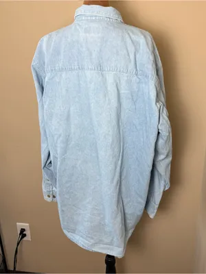 Vintage Embroidered Denim Button Down Shirt XL Baskets Cottagecore Teachercore thumbnail 4