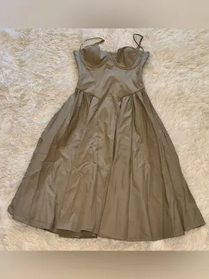 NEW House OF CB Samaria Corset Fit & Flare Midi Dress Taupe sz L thumbnail 6