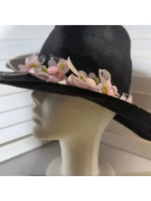 Handcrafted Cowboy Hat Floral Applique Black OS thumbnail 4