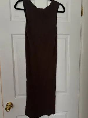 NWT Magaschoni Chocolate Brown Ribbed Sleeveless Midi Sweater Dress XL thumbnail 4