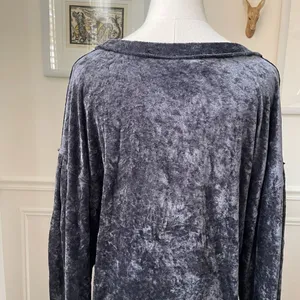We The Free People Crushed Velvet Sweatshirt Dark Grey M thumbnail 6