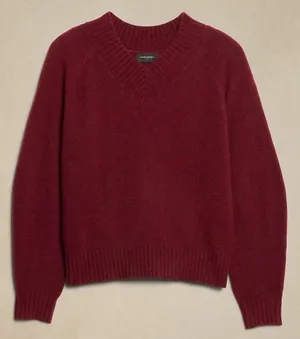 Banana Republic Womens Cozy V Neck Sweater Alpaca Red Medium thumbnail 1