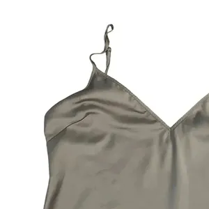 Zara Women’s Silver Gray Spaghetti Straps V-Neck Minimalist Top SZ S #1158 thumbnail 2