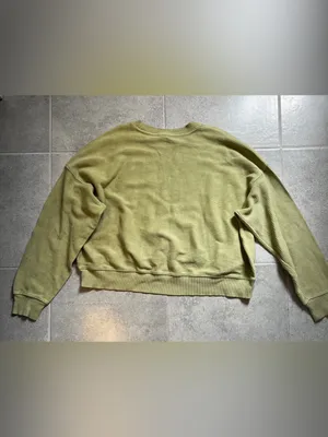 aerie Olive Green Ribbed Crew Sweatshirt thumbnail 2