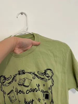 NEW NWT HOT TOPIC Buy Books Boyfriend Fit T-Shirt Green Short Sleeve Tee JUNIORS thumbnail 7